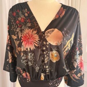 Zara Floral velvet Black Women's bodysuit